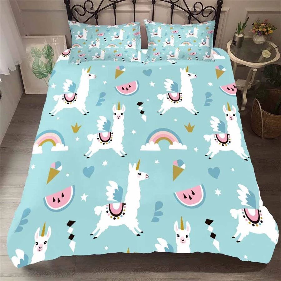 Llamas And Rainbows Bedding Set