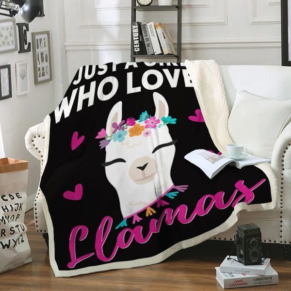 Llamas Llama Sherpa Fleece Blanket