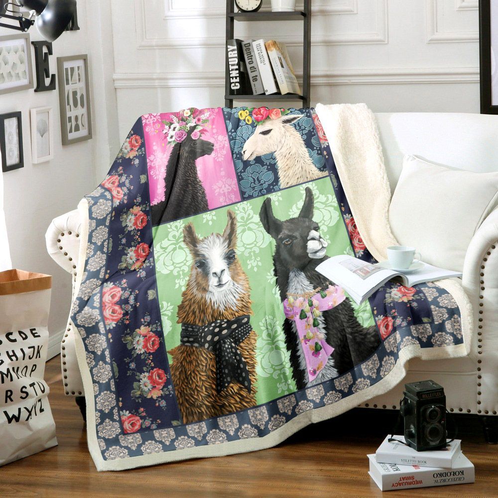 Llamas Sherpa Fleece Blanket