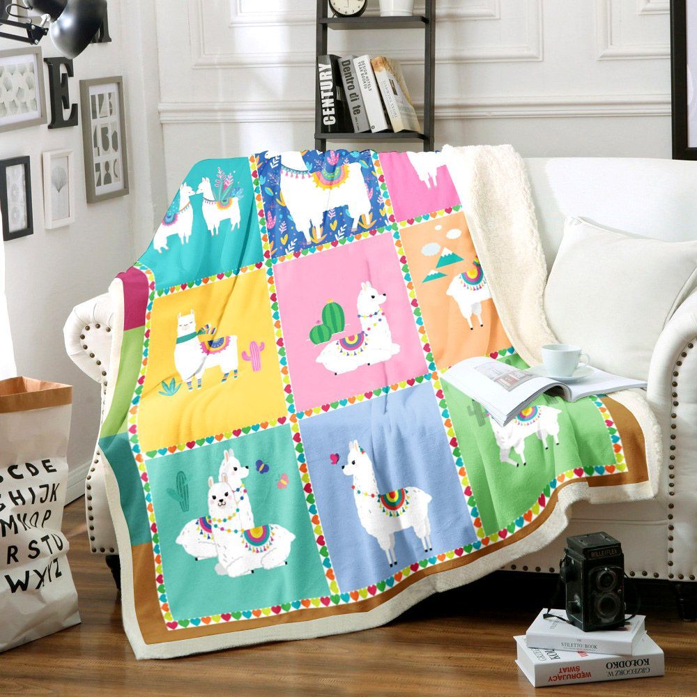 Llamas Sherpa Fleece Blanket