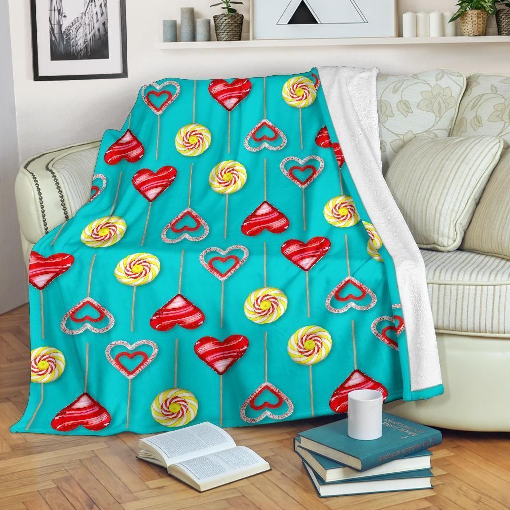Lollipop Pattern Print Design Blue Fleece Blanket
