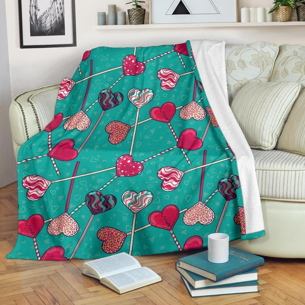 Lollipop Pattern Print Design Colorful Fleece Blanket