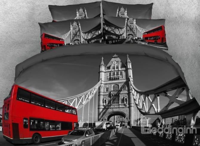London Tower With Red Bus Bedding Set