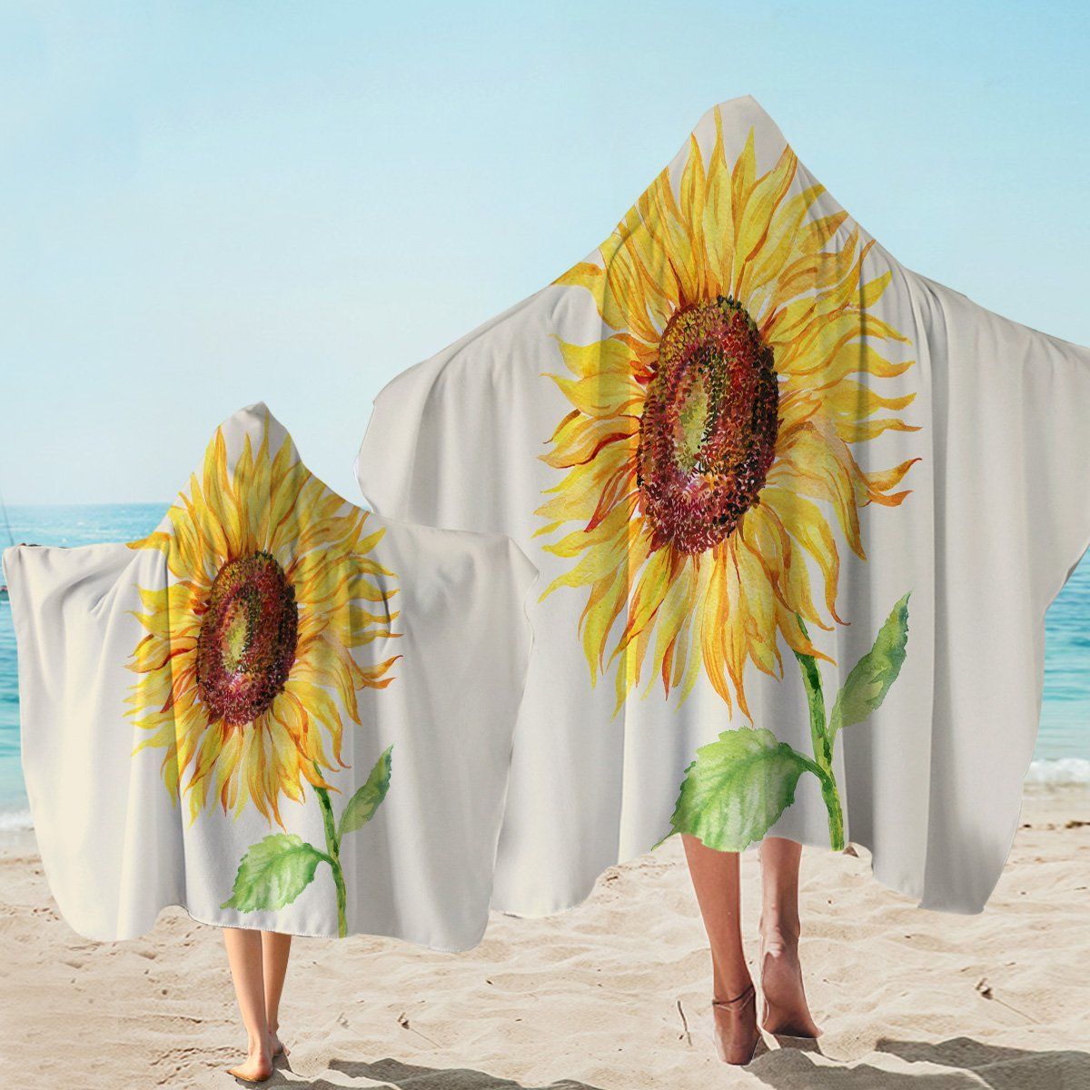 Lone Sunflower Love Summer Printed Hooded Towel