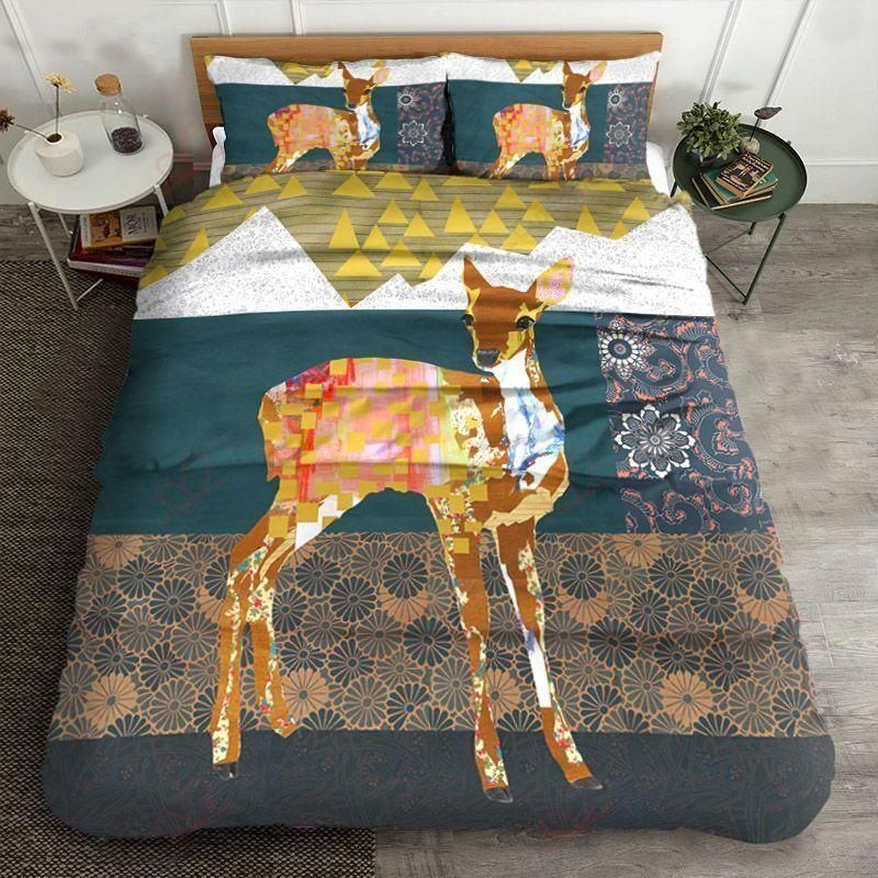 Lonely Deer Floral Printed Bedding Set