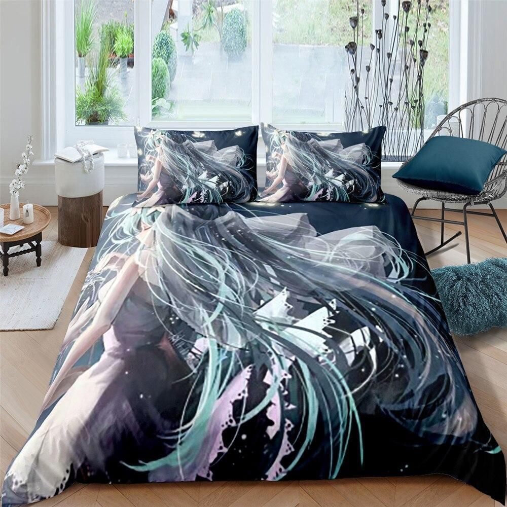 Long Hair Anime Girl Bedding Set