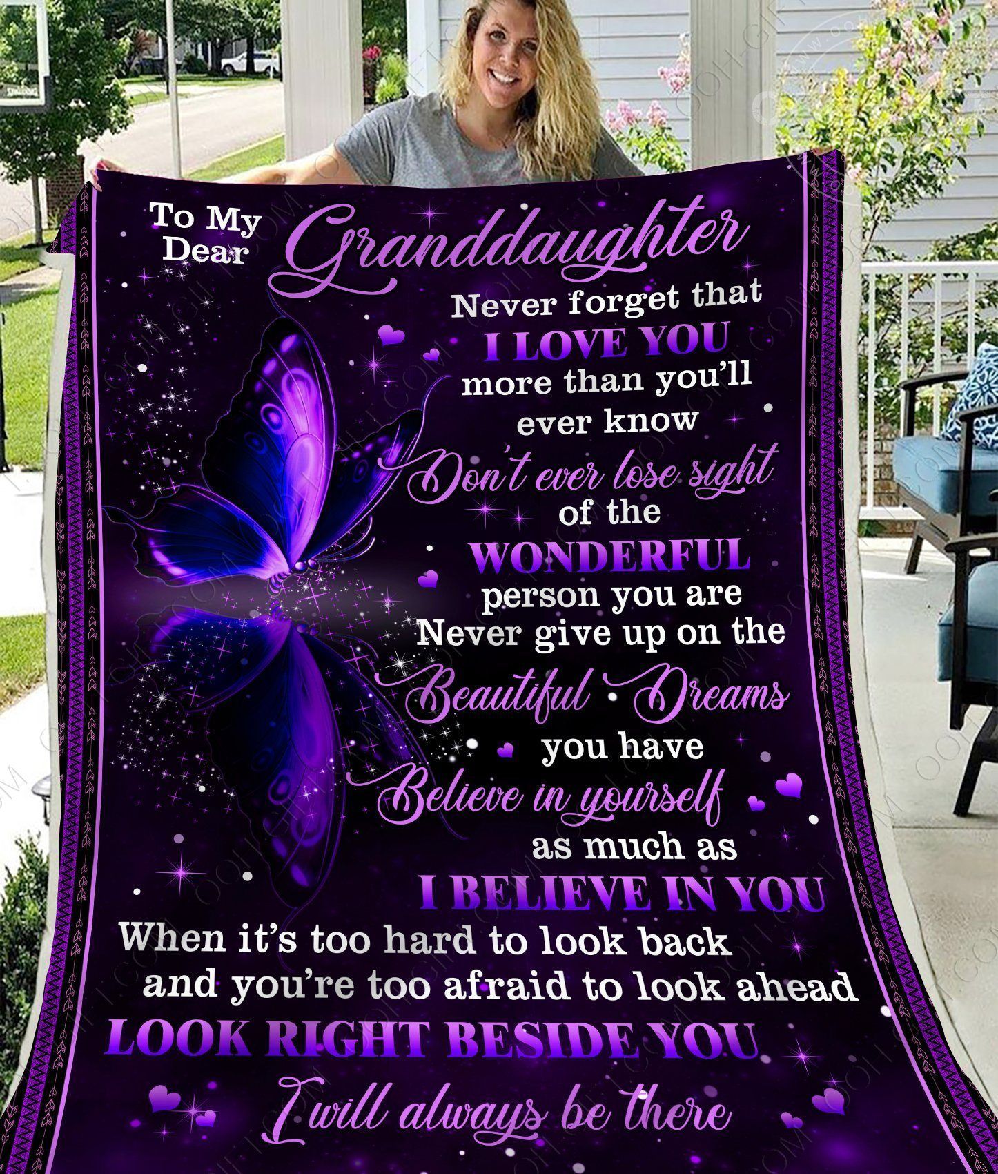 Look Right Beside You Gift For Granddaughter Fleece Blanket