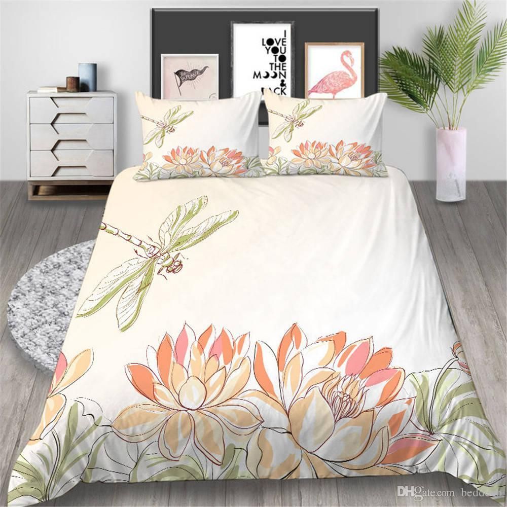 Lotus And Dragonfly Bedding Set