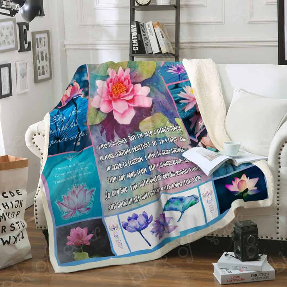 Lotus Flower Fleece Blanket