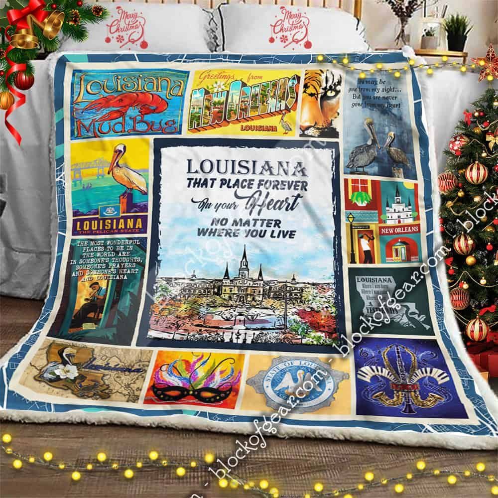 Louisiana Forever In My Heart Sherpa Fleece Blanket