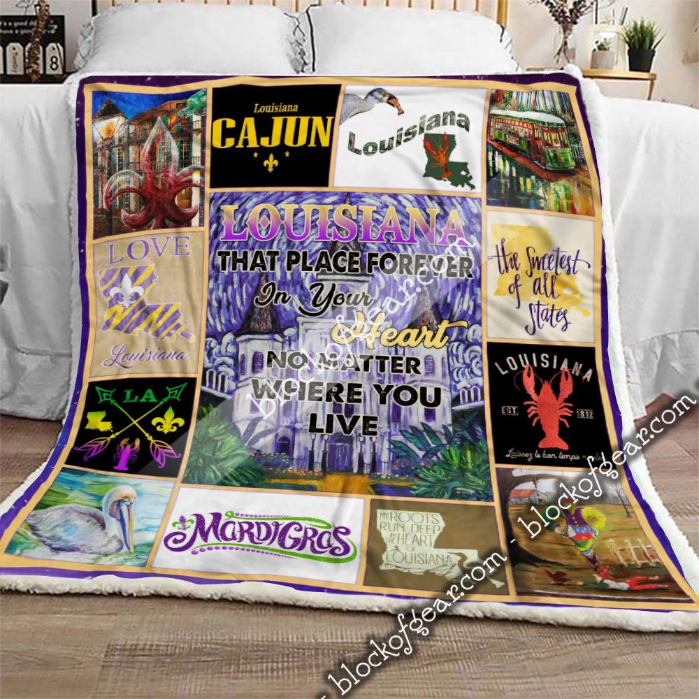 Louisiana The Sweetest Of All States Sherpa Fleece Blanket