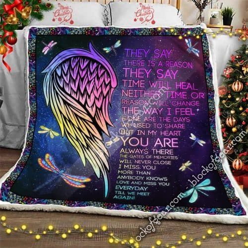Love And Miss You Everyday Dragonfly Sherpa Fleece Blanket
