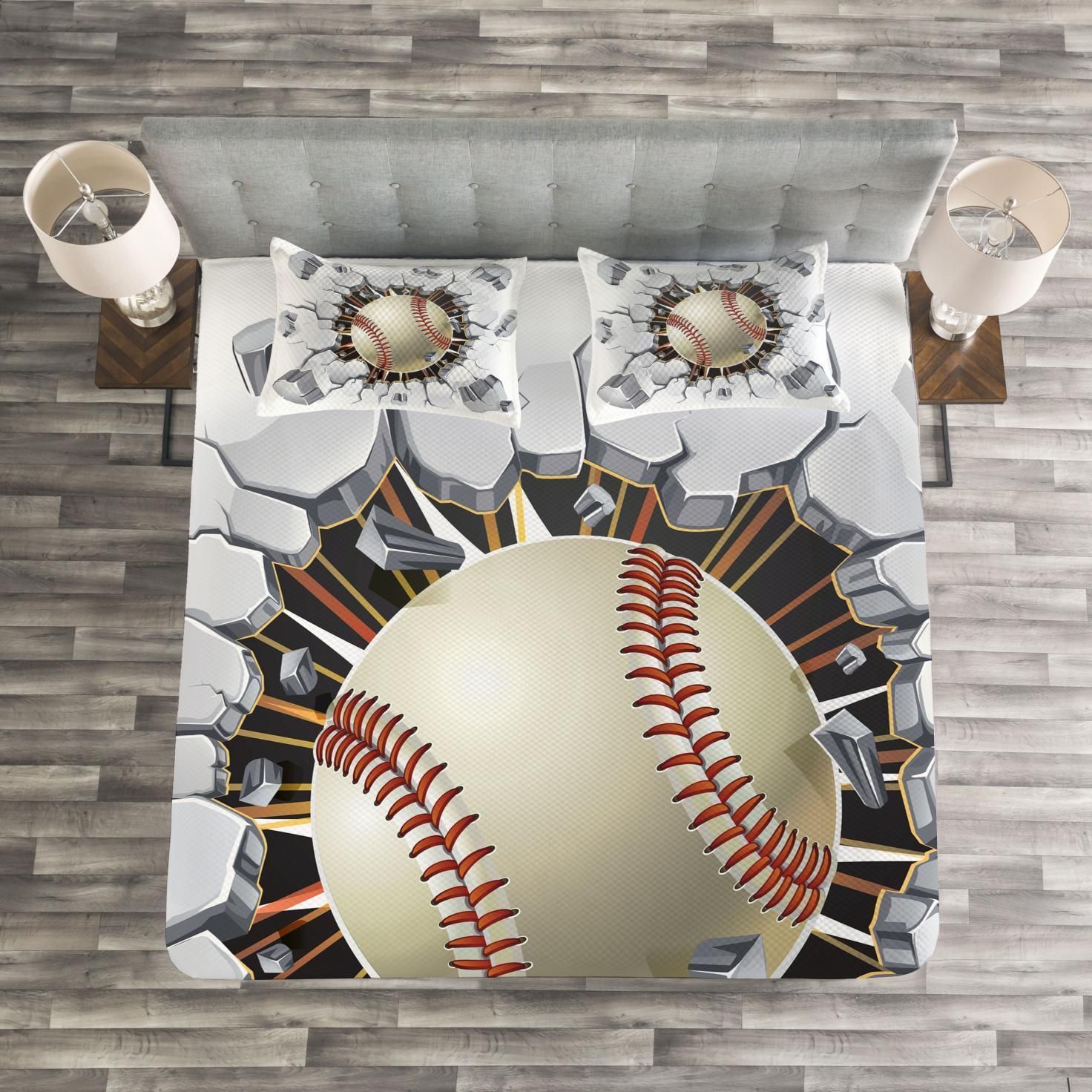 Love Baseball Baseball Wall Concrete Break The Wall Bedding Set
