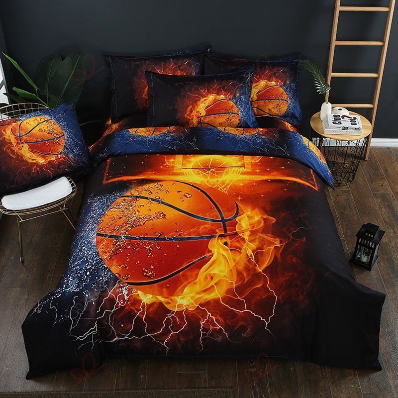 Love Basketball Fire Basketball Ball Bedding Set