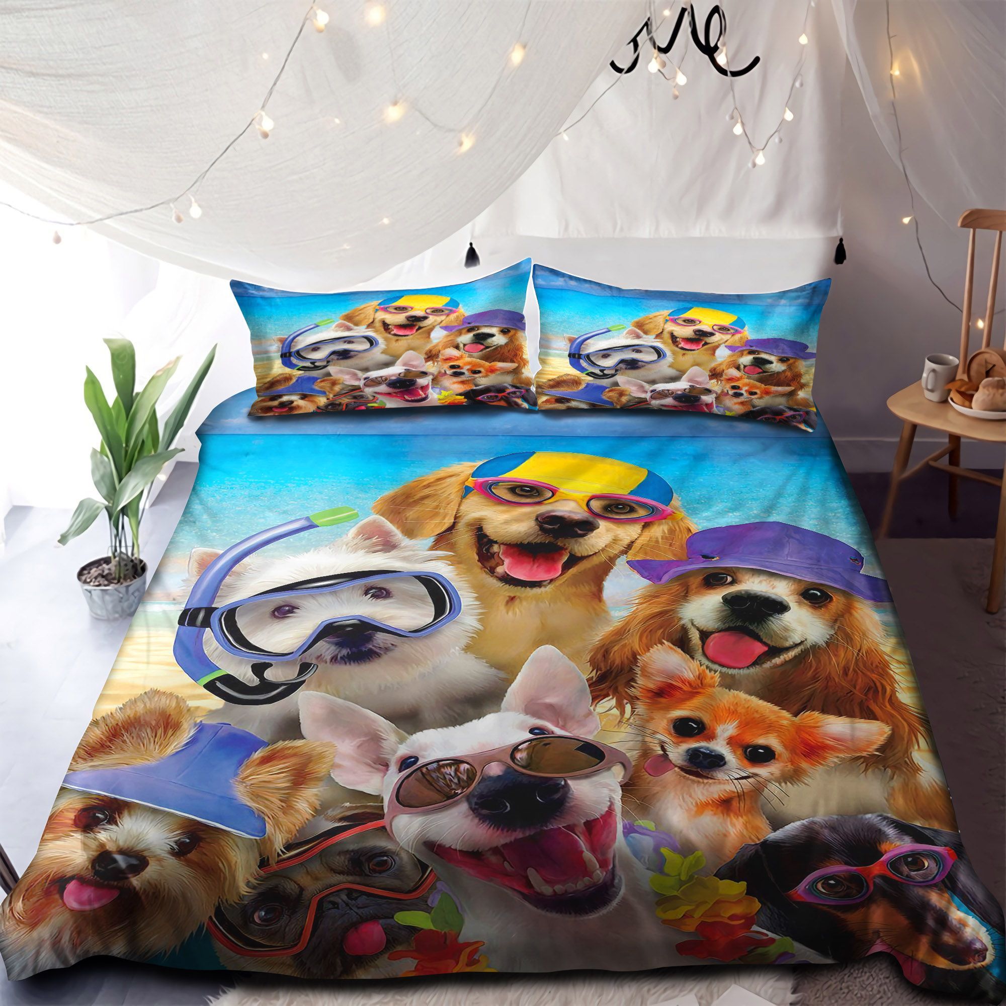 Love Beach Dogs Bedding Set