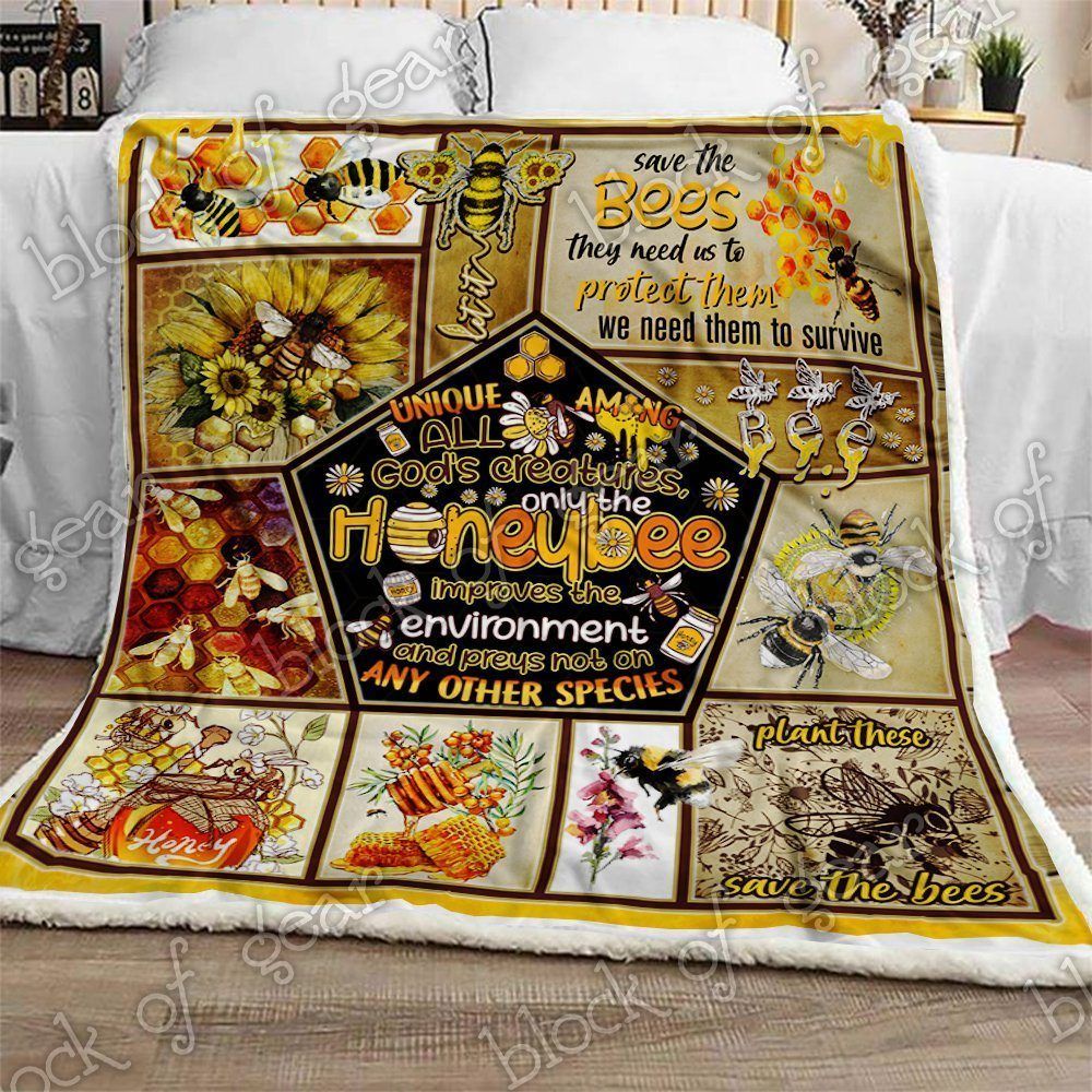 Love Bees Sherpa Fleece Blanket