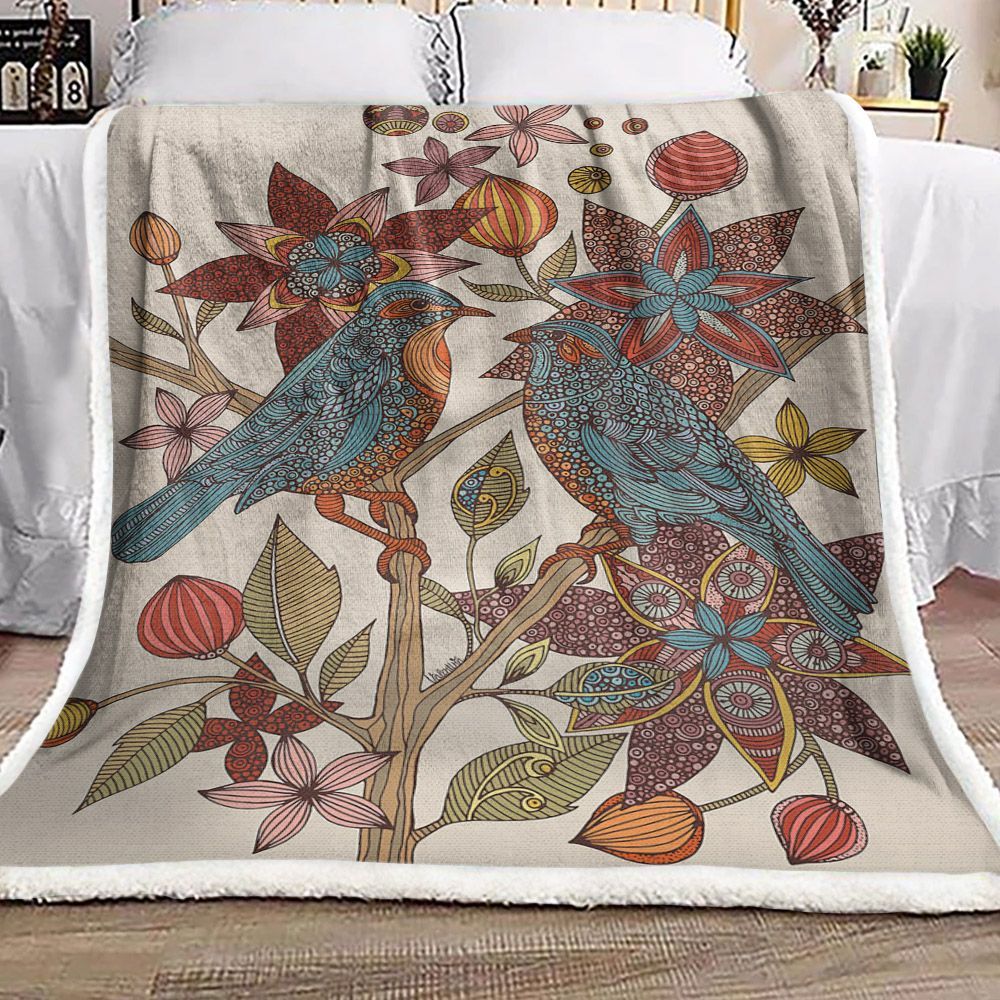 Love Birds Mandala Sherpa Fleece Blanket