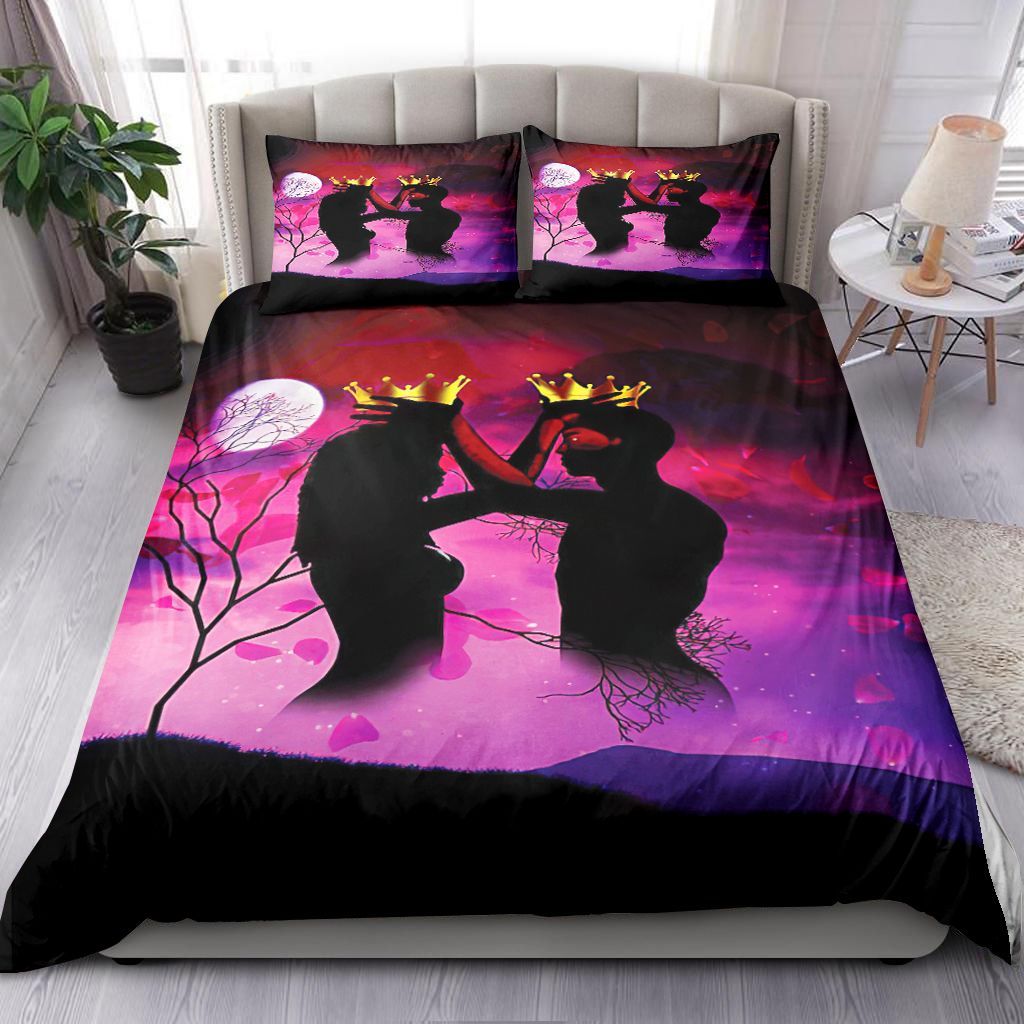 Love Black Couple In Night Under The Moon Bedding Set