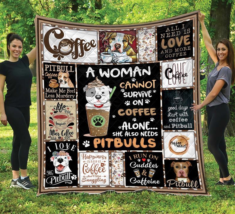 Love Coffee Bull Terrier Quilt Blanket DHC1402898TD