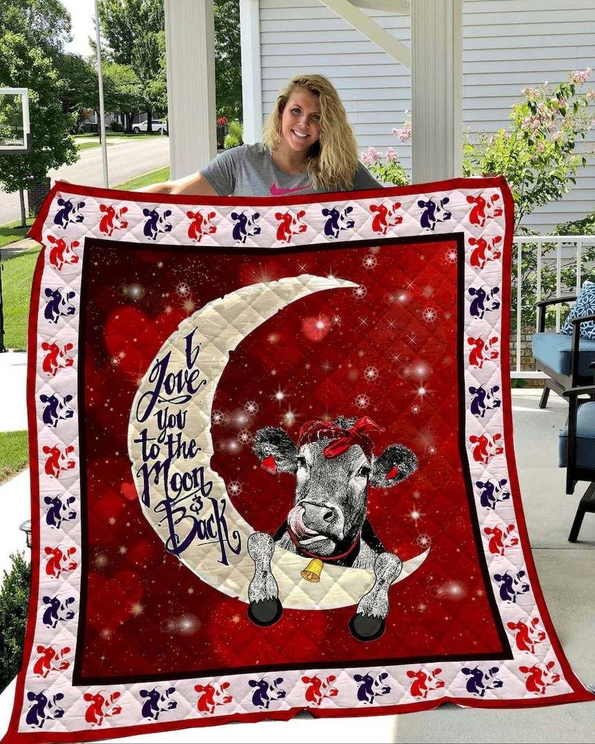 Love Cow To The Moon And Back CLT140628 Quilt Blanket