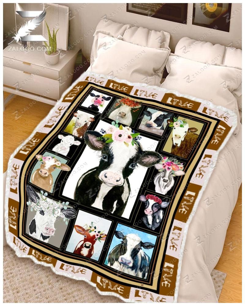 Love Cows Sherpa Fleece Blanket