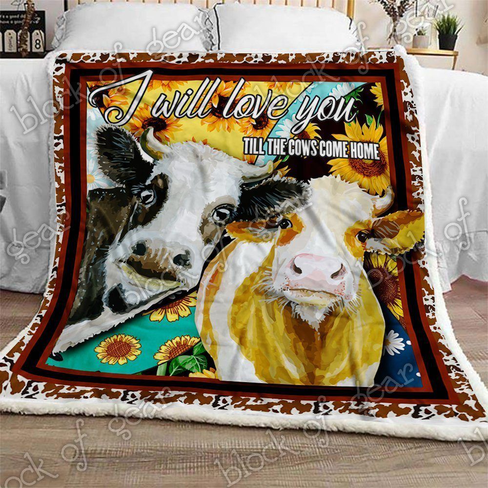 Love Cows Sherpa Fleece Blanket