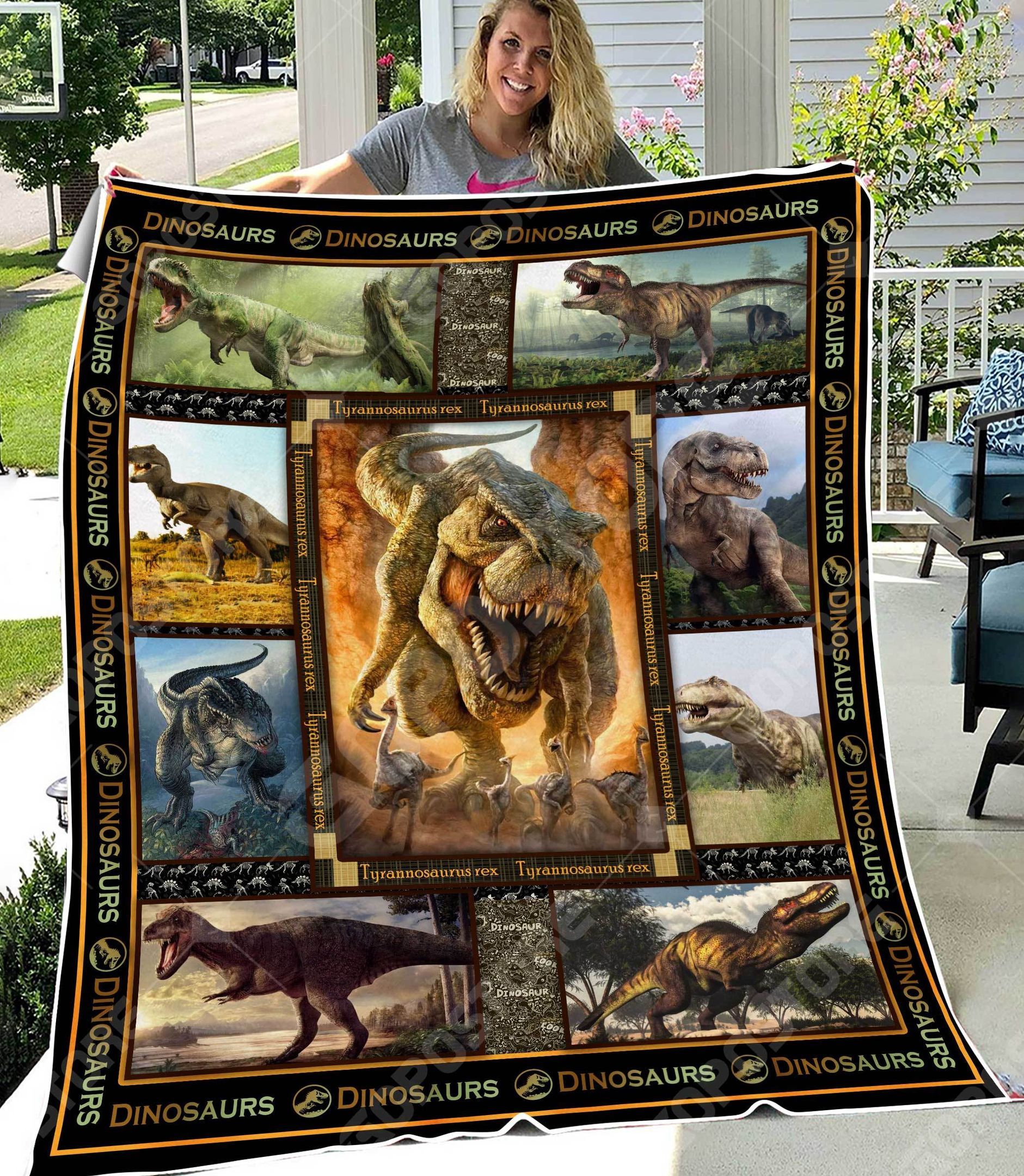 Love Dinosaur Sherpa Fleece Blanket