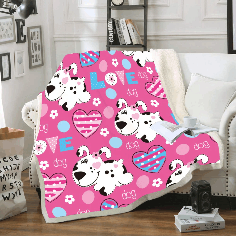 Love Dog Sherpa Fleece Blanket