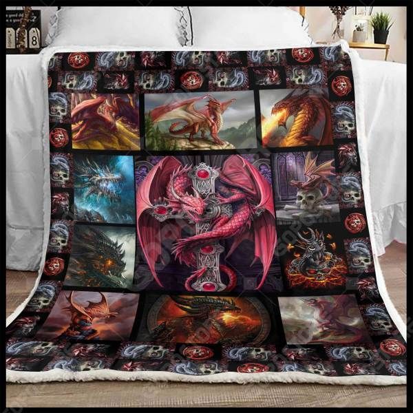 Love Dragon Sherpa Fleece Blanket
