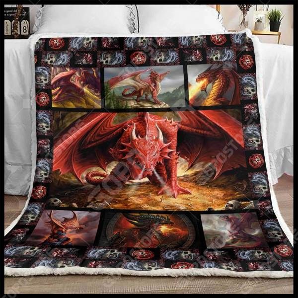 Love Dragon Sherpa Fleece Blanket