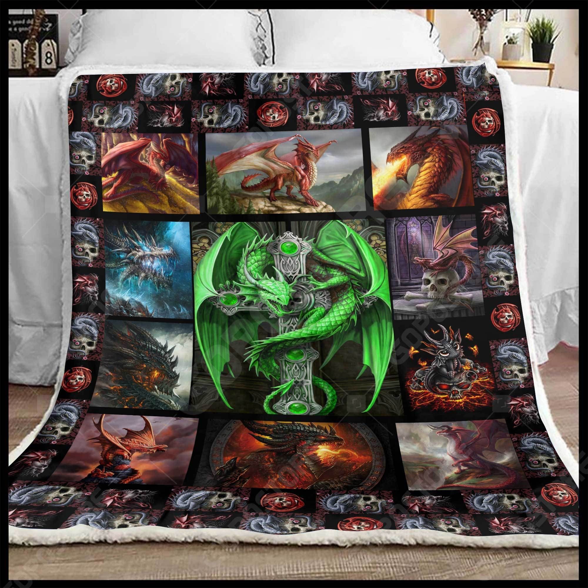 Love Dragon Sherpa Fleece Blanket