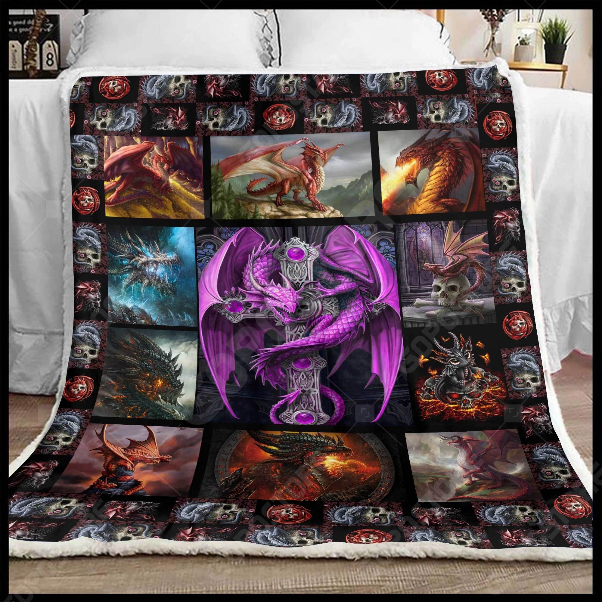 Love Dragon Sherpa Fleece Blanket
