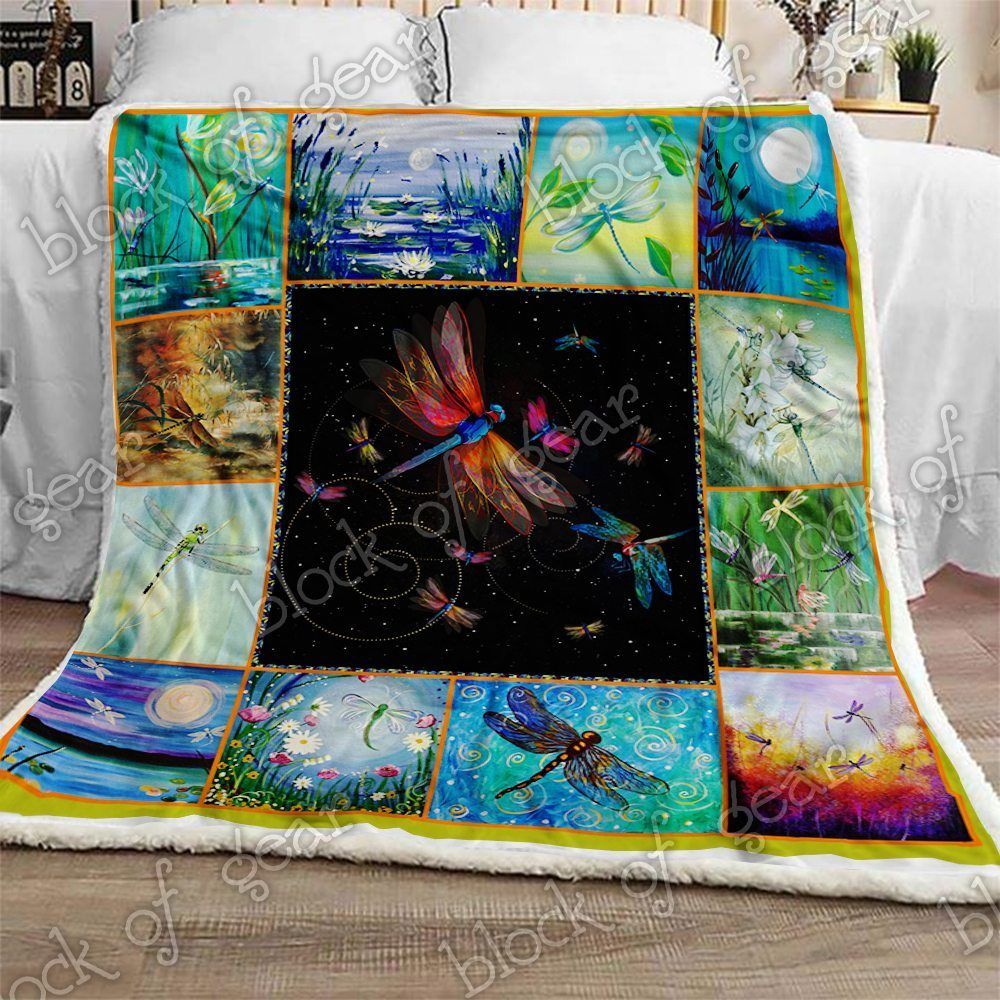 Love Dragonfly Sherpa Fleece Blanket