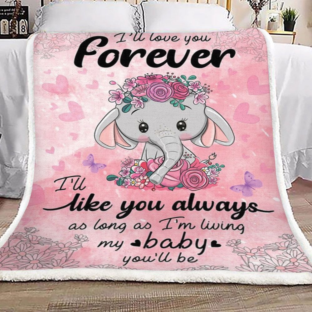 Love Elephant Sherpa Fleece Blanket