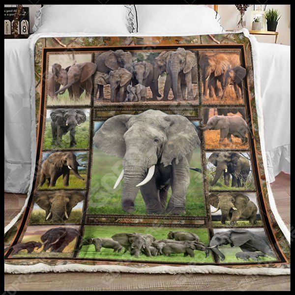 Love Elephants Sherpa Fleece Blanket