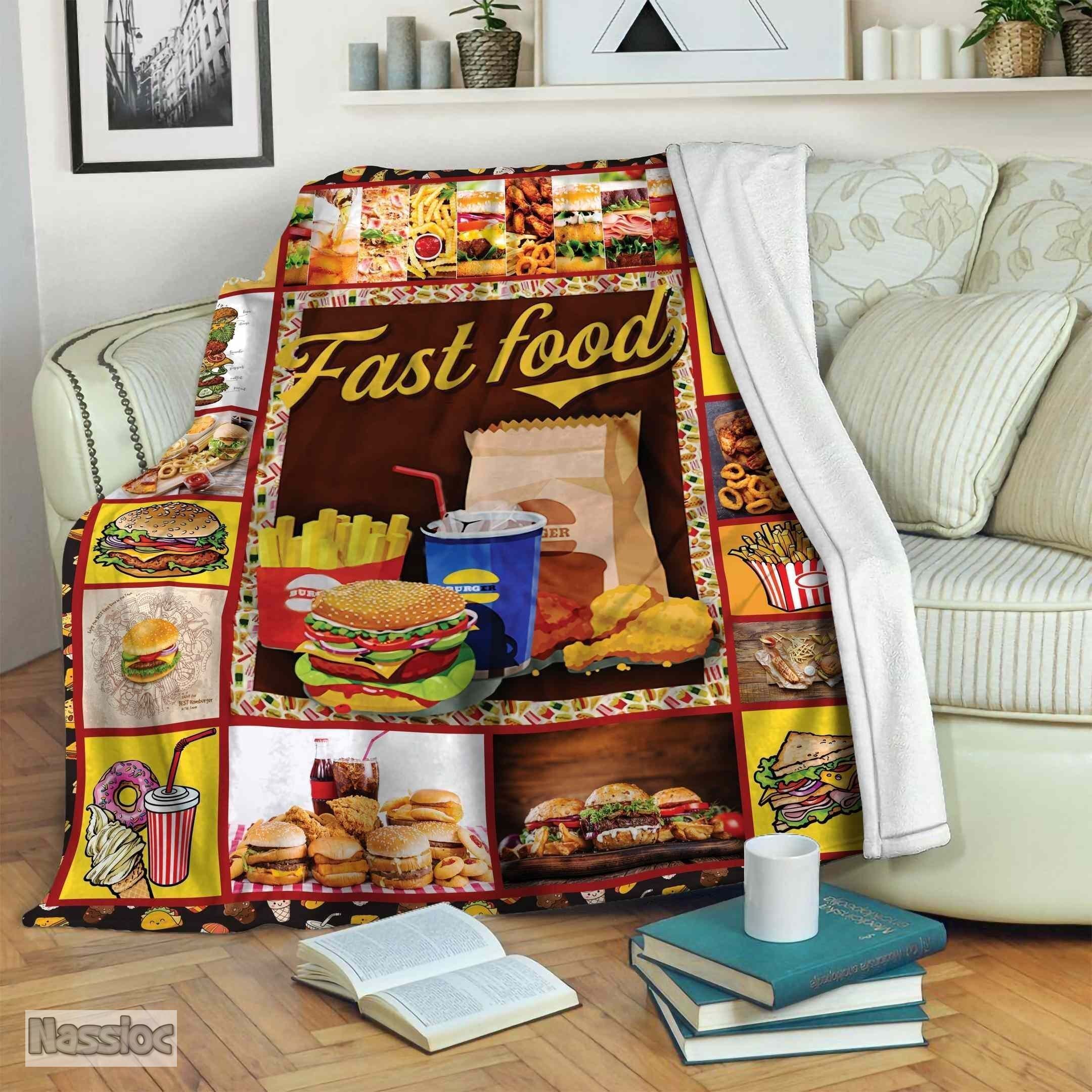 Love Fast Food Fleece Blanket