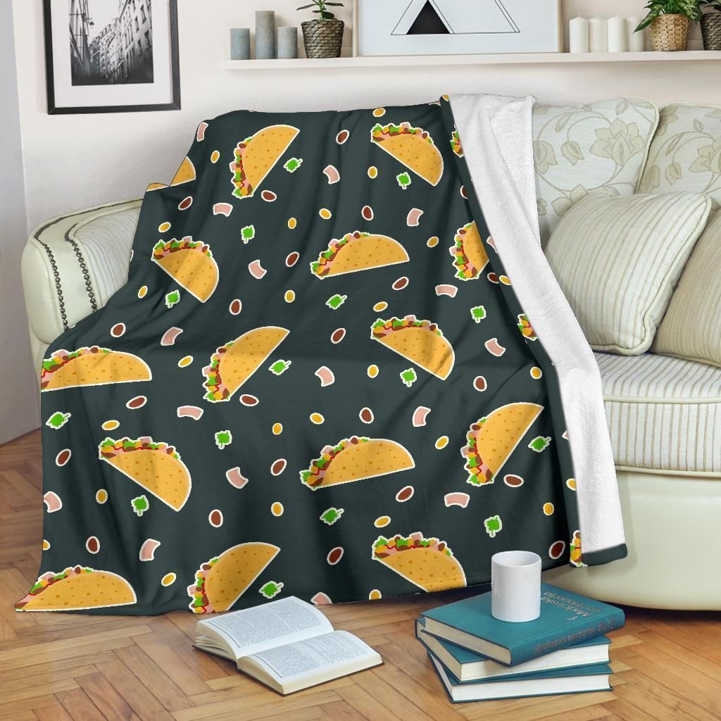 Love Food Taco Pattern Print Design Fleece Blanket