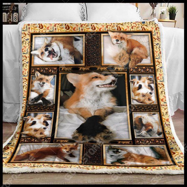 Love Fox Sherpa Fleece Blanket