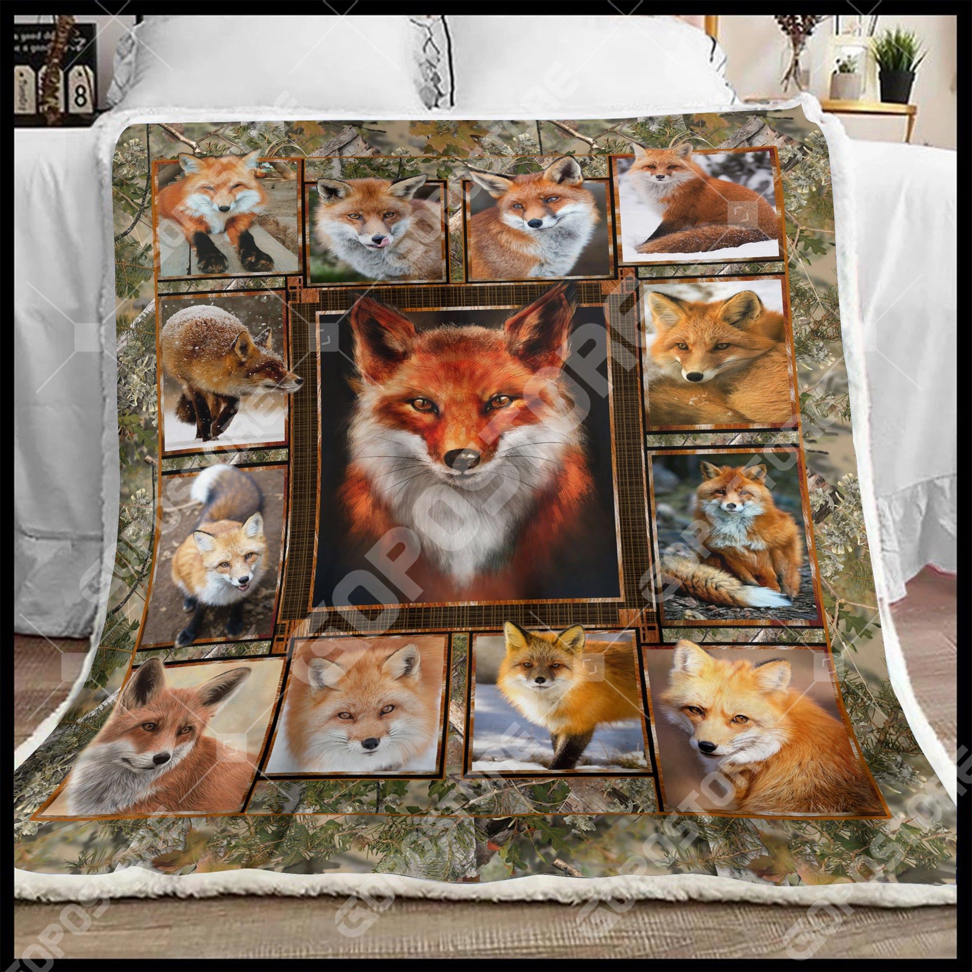 Love Fox Sherpa Fleece Blanket
