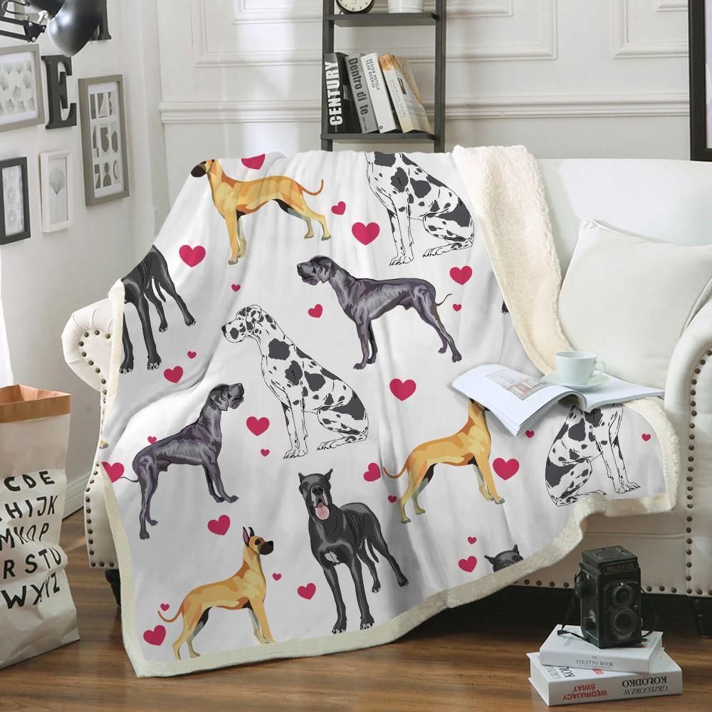 Love Great Dane Sherpa Fleece Blanket