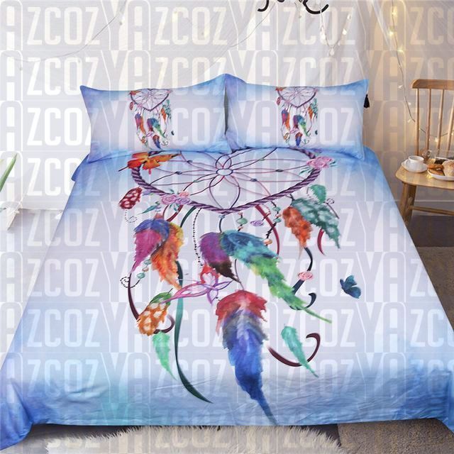 Love Heart Dreamcatcher Blue Bedding Set