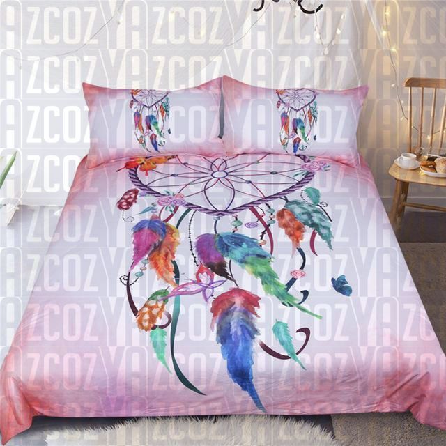 Love Heart Dreamcatcher Pink Bedding Set
