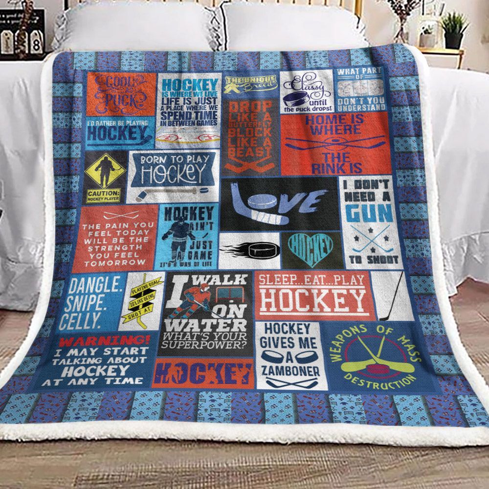 Love Hockey Sherpa Fleece Blanket