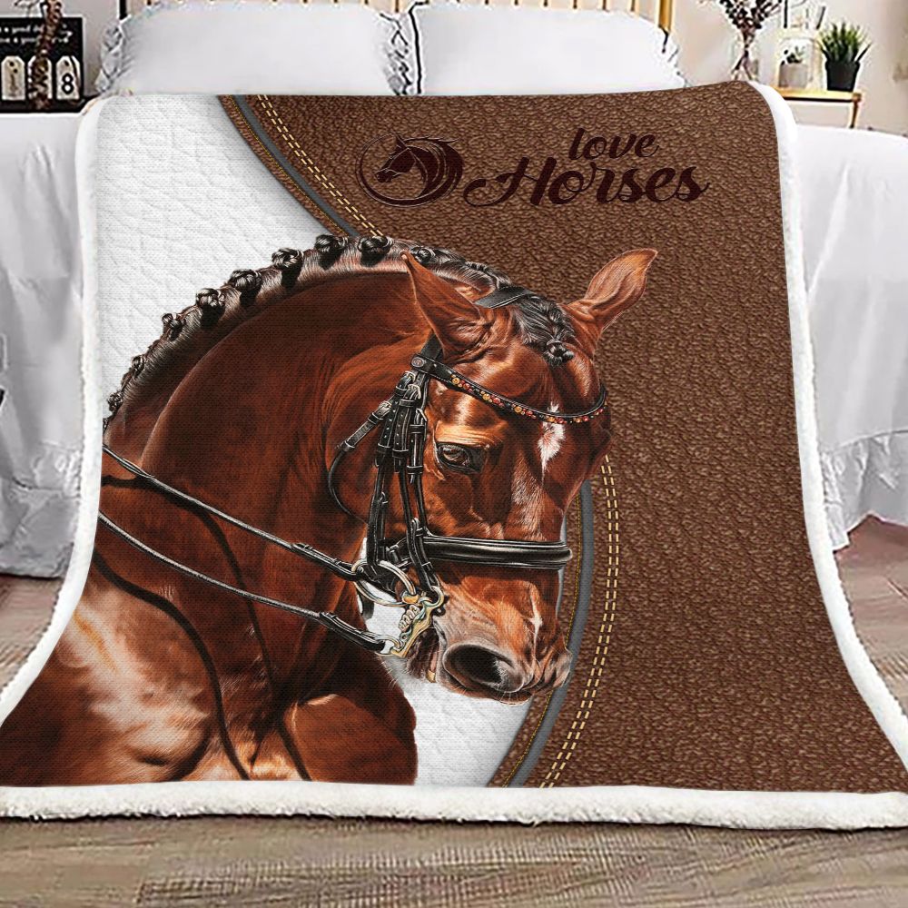 Love Horses Leather Fleece Blanket