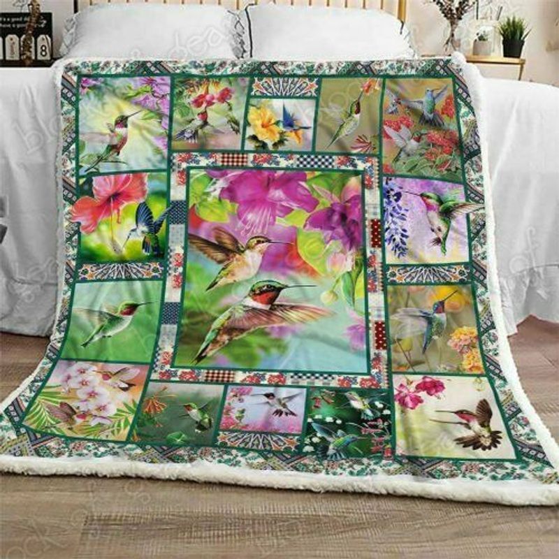 Love Hummingbird Sherpa Fleece Blanket