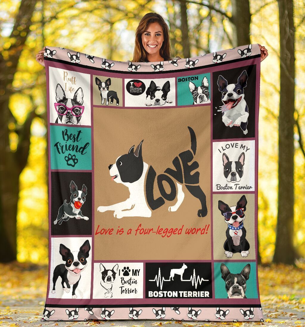 Love Is A Four-legged Word Boston Terrier Fleece Blanket