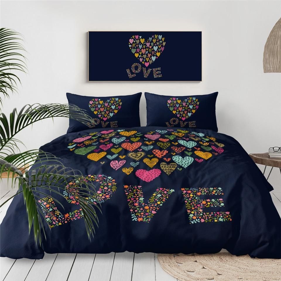 Love Letters Heart Dots Love Shaped Bedding Set