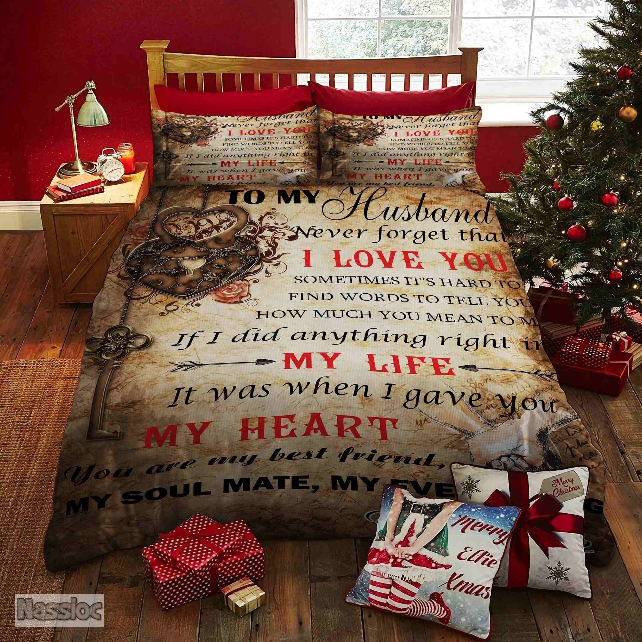 Love Message For My Dear Husband Bedding Set