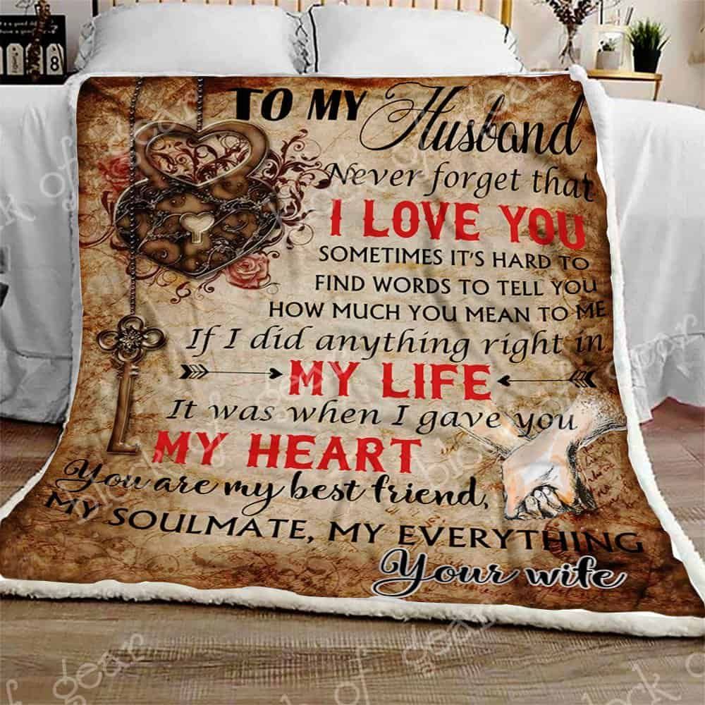 Love Message For My Dear Husband Sherpa Fleece Blanket