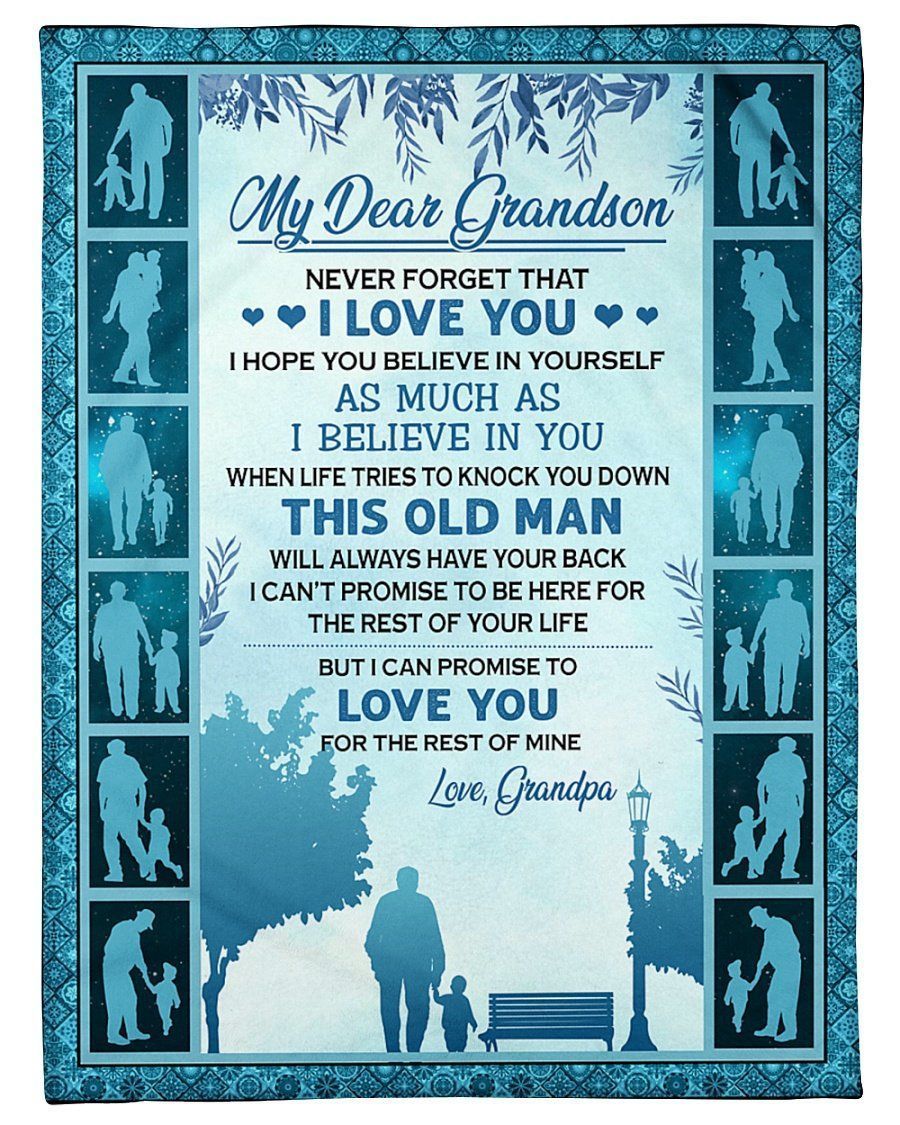 Love Message Of Grandpa To Grandson Fleece Blanket